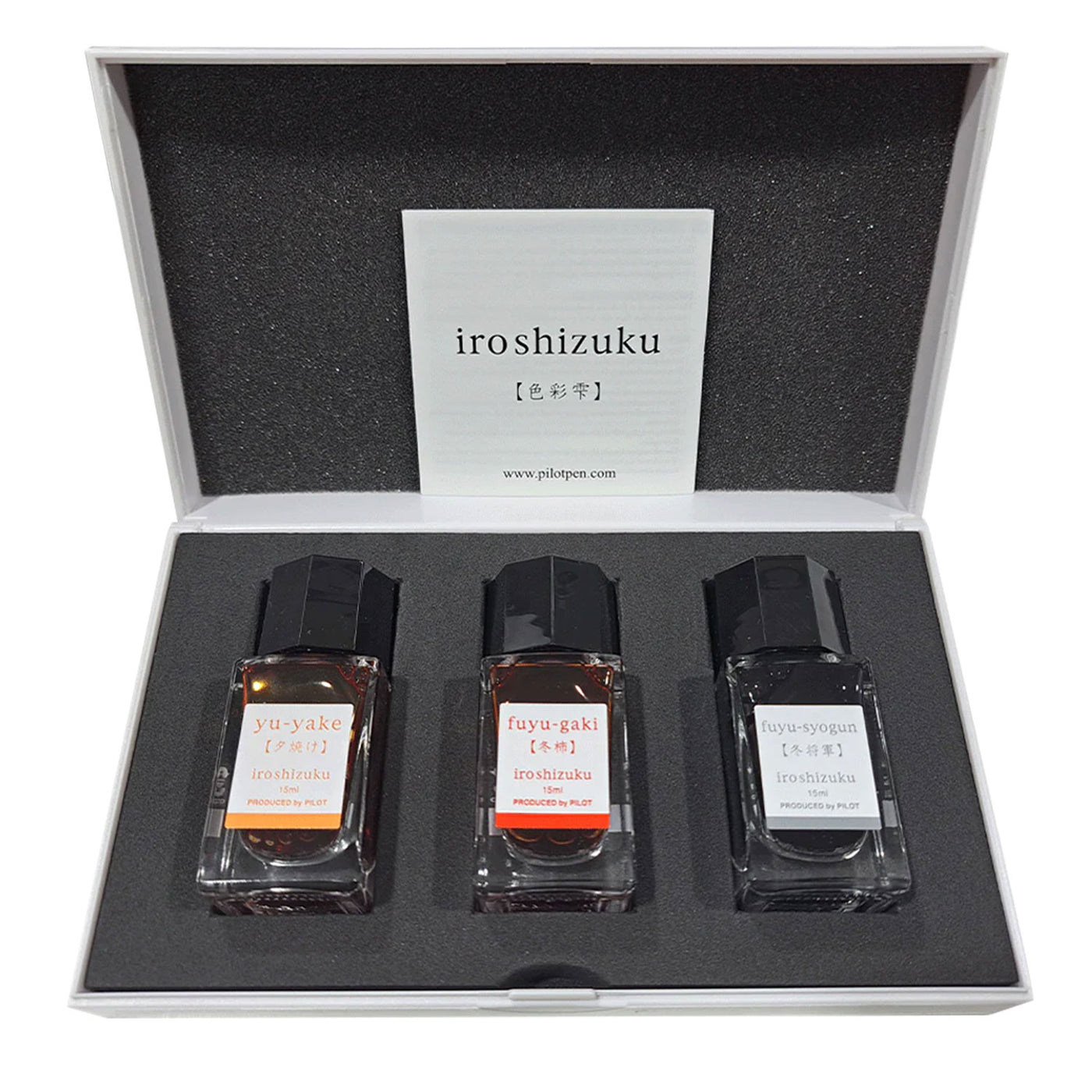 Pilot Iroshizuku 3 Colour Ink Bottle Set - Fuyugaki + Fuyusyogun + Yuyake (15ml) 2