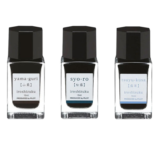 Pilot Iroshizuku 3 Colour Ink Bottle Set - Syoro + Tsuyukusa + Yamaguri (15ml)