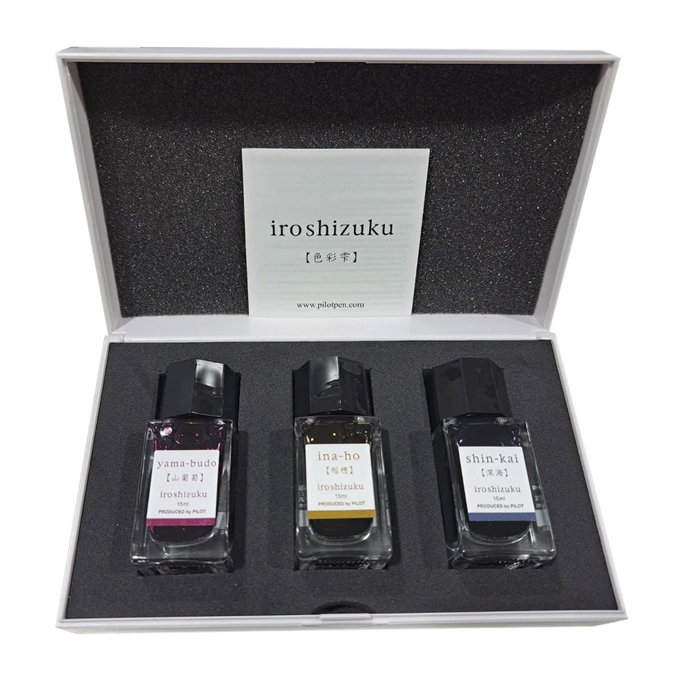 Pilot Iroshizuku 3 Colour Ink Bottle Set - Yamabudo + Shinkai + Inaho (15ml) 2