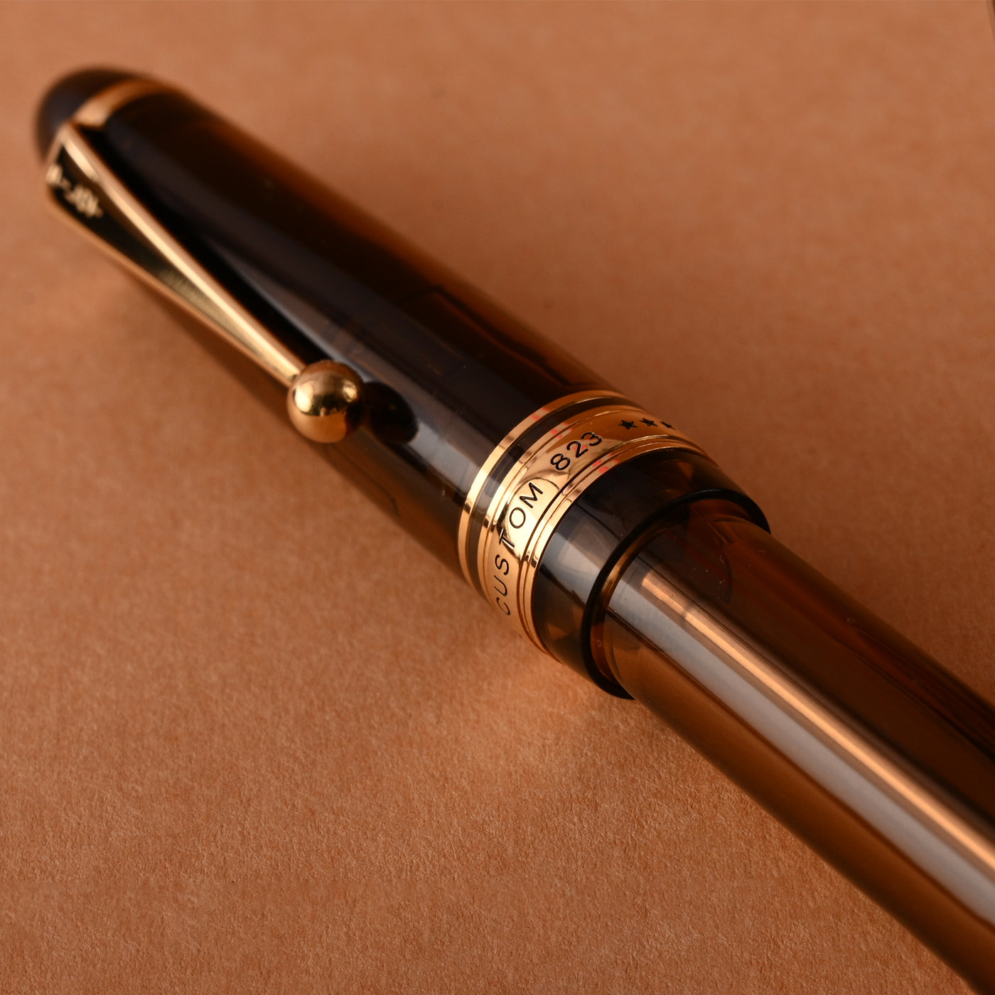 Pilot Custom 823 Fountain Pen - Amber Brown GT 10