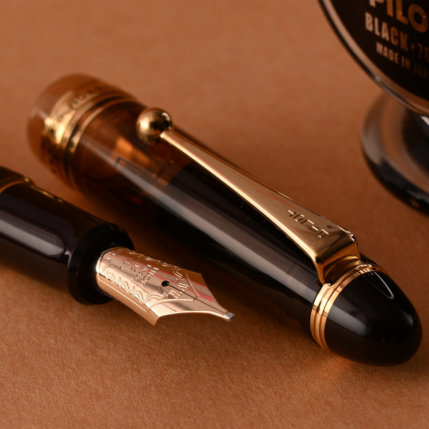 Pilot Custom 823 Fountain Pen - Amber Brown GT 9