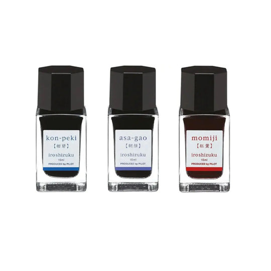 Pilot Iroshizuku 3 Colour Ink Bottle Set - Konpeki + Asagao + Momiji (15ml)