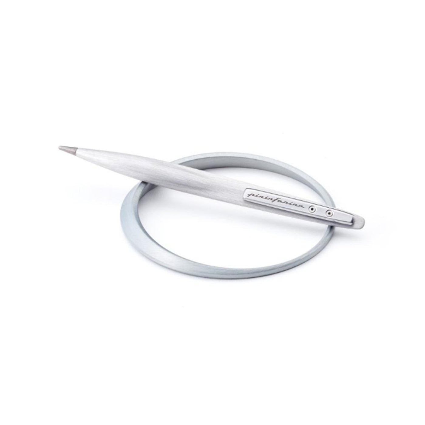 Pininfarina Segno Space Ethergraf Pencil with Circular Desk Stand - Pure Grey