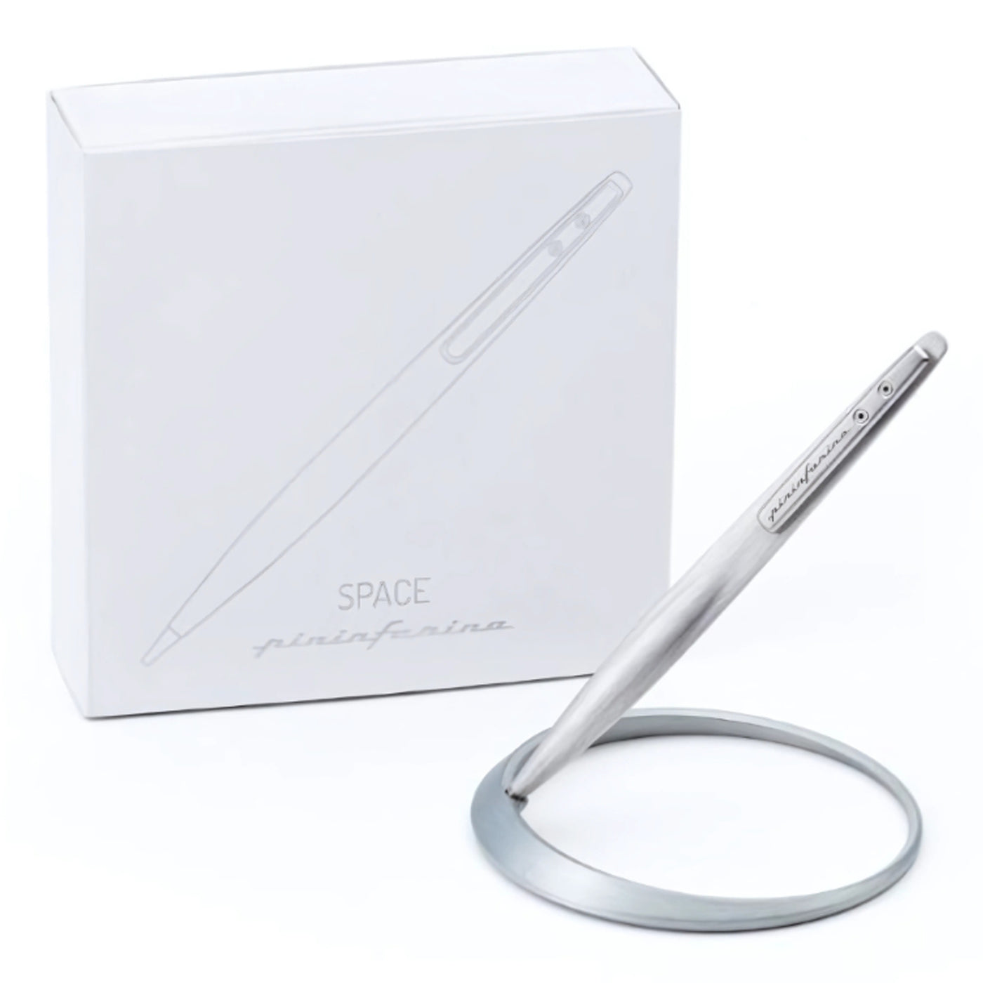 Pininfarina Segno Space Ethergraf Pencil with Circular Desk Stand - Pure Grey
