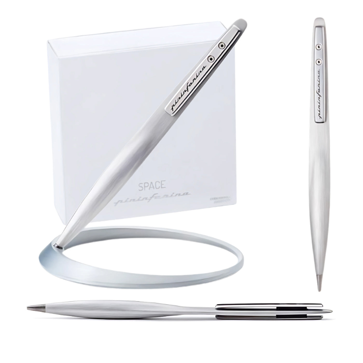 Pininfarina Segno Space Ethergraf Pencil with Circular Desk Stand - Pure Grey