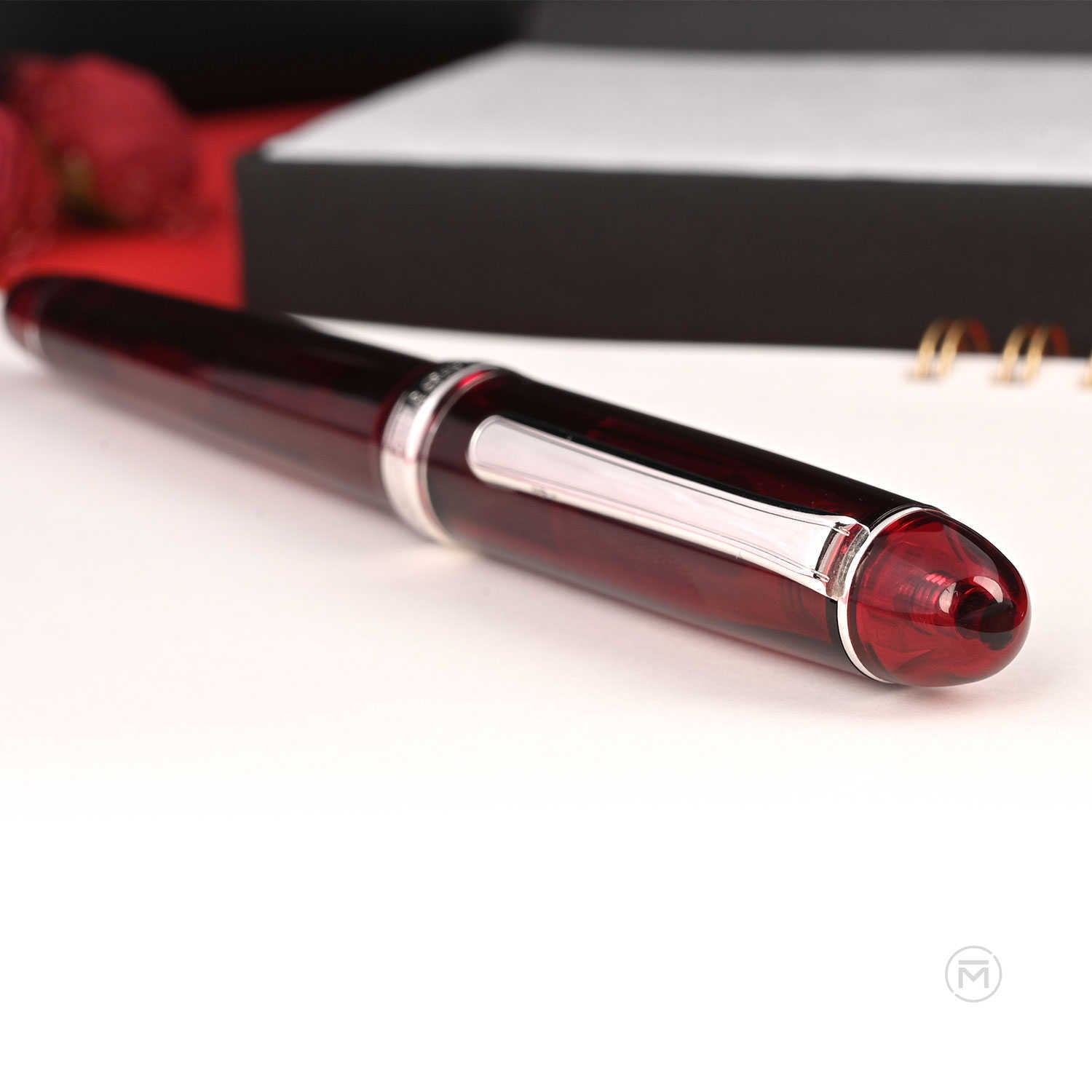 PLATINUM #3776 Century Rhodium Bourgogne – Penna Stilografica Giapponese Con Pennino In Oro 14K, Punta UEF 0,18-0,24 Mm, Fatto A Mano