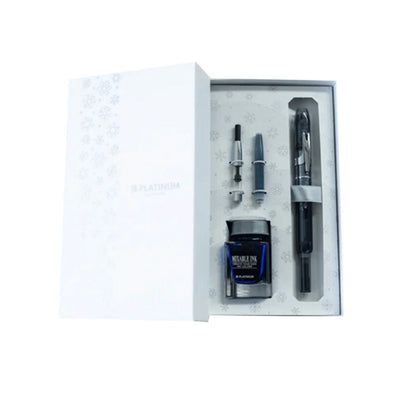 Platinum Gift Set - Curidas Graphite Smoke Extra Fine Fountain Pen with Ink Bottle