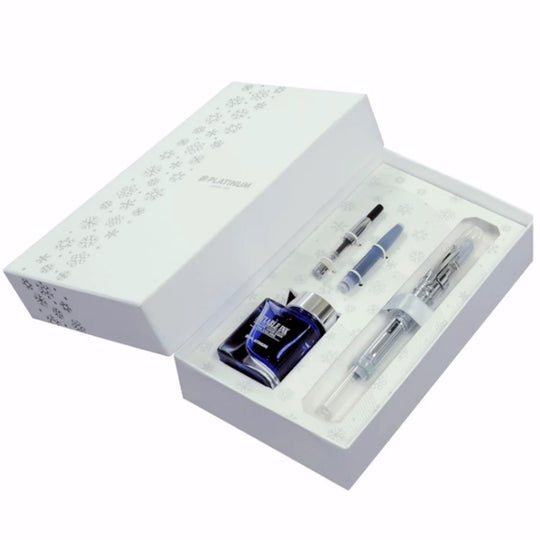 Platinum Gift Set - Curidas Prism Crystal Fine Fountain Pen with Ink Bottle