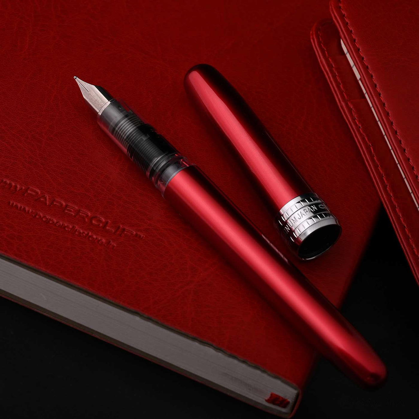 Platinum Gift Set - Plaisir Red Fountain Pen + myPAPERCLIP Red Notebook + myPAPERCLIP Red Card Holder Wallet 4