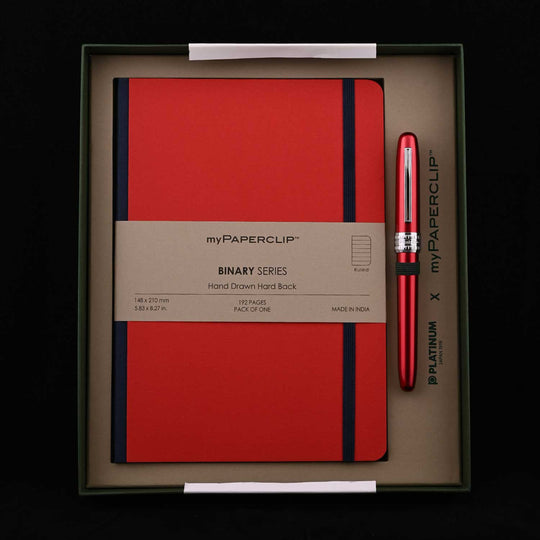 Platinum Gift Set - Plaisir Red Fountain Pen + myPAPERCLIP Red Notebook