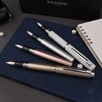 Platinum Procyon Fountain Pen - Luster Satin Silver 10