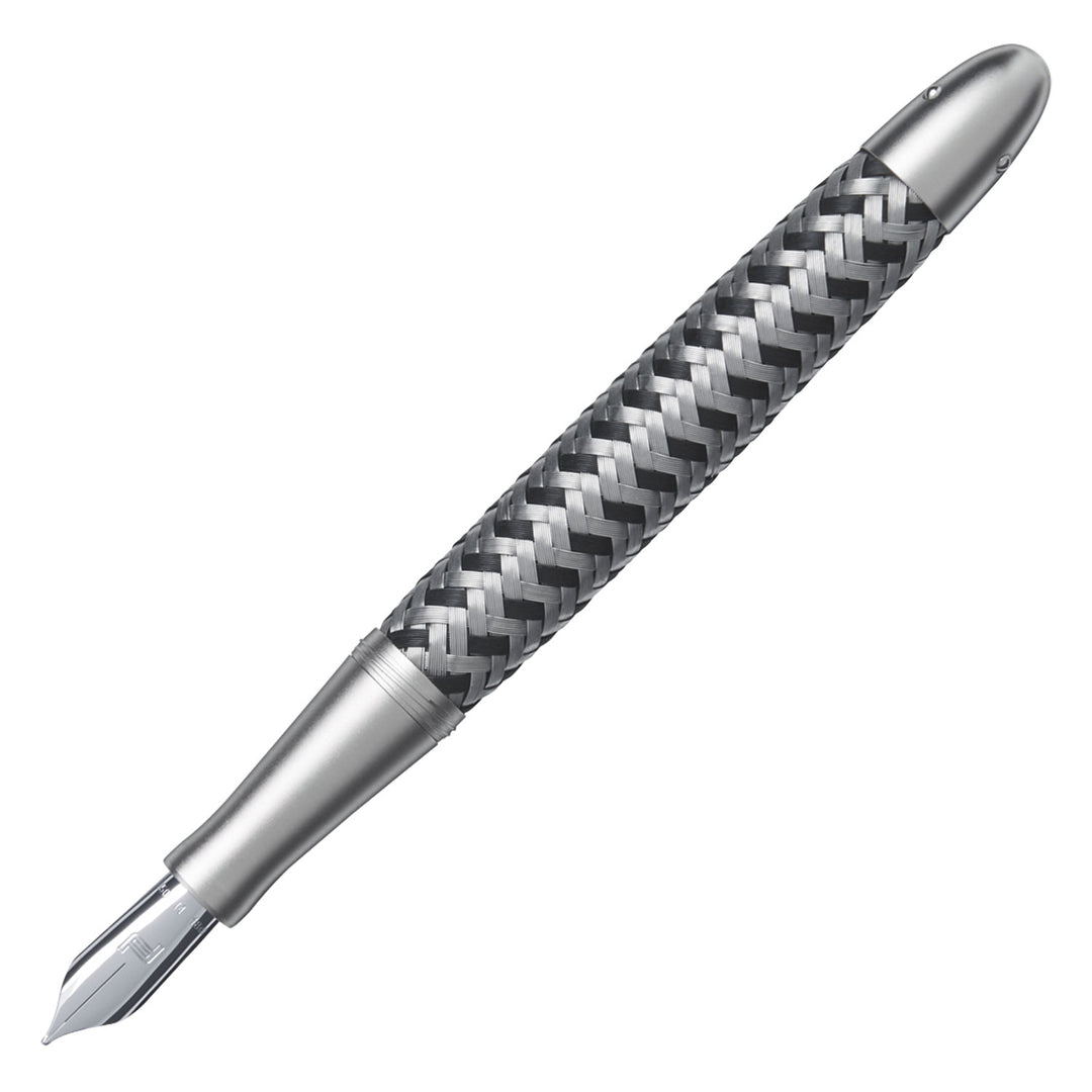 Porsche Design Tecflex Fountain Pen, Silver / Black - 18K Gold Nib