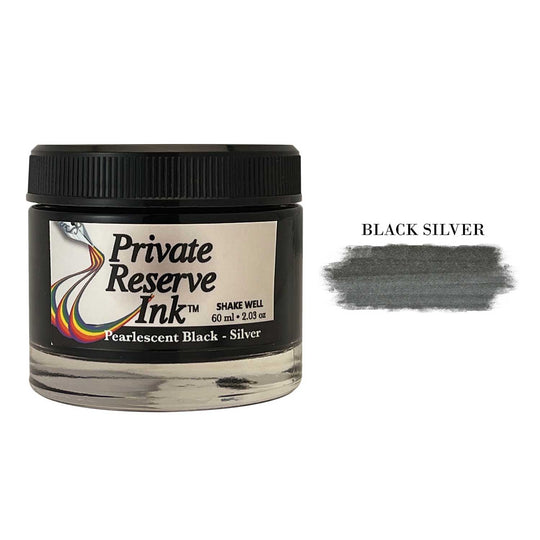 Private Reserve Pearlescent Black Silver Ink Bottle - 60ml