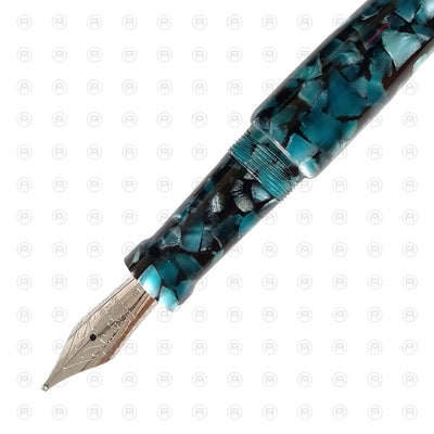 Ranga Abhimanyu Premium Acrylic Fountain Pen Aqua Cracked Ice Steel Nib 2