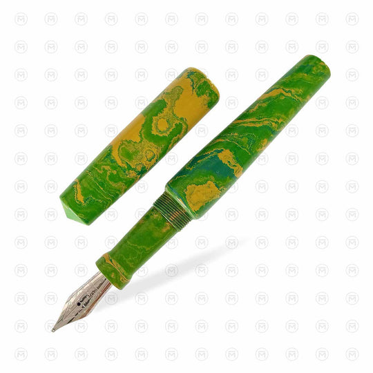 Ranga Abhimanyu Premium Ebonite Fountain Pen, Green Yellow - Steel Nib