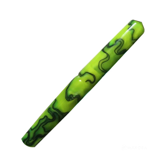 Ranga Abhimanyu Regular Acrylic Fountain Pen, Bright Green With Black Lines - Steel Nib