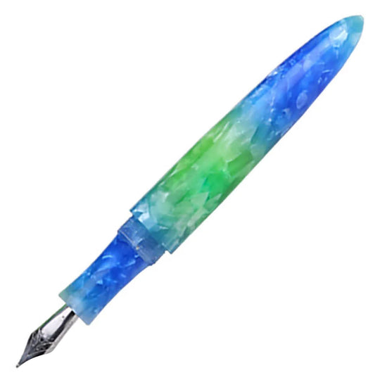 Ranga Giant 9B Premium Acrylic Fountain Pen, Blue Green Cracked Ice - Steel Nib