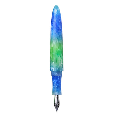Ranga Giant 9B Premium Acrylic Fountain Pen Blue Green Cracked Ice Steel Nib 2