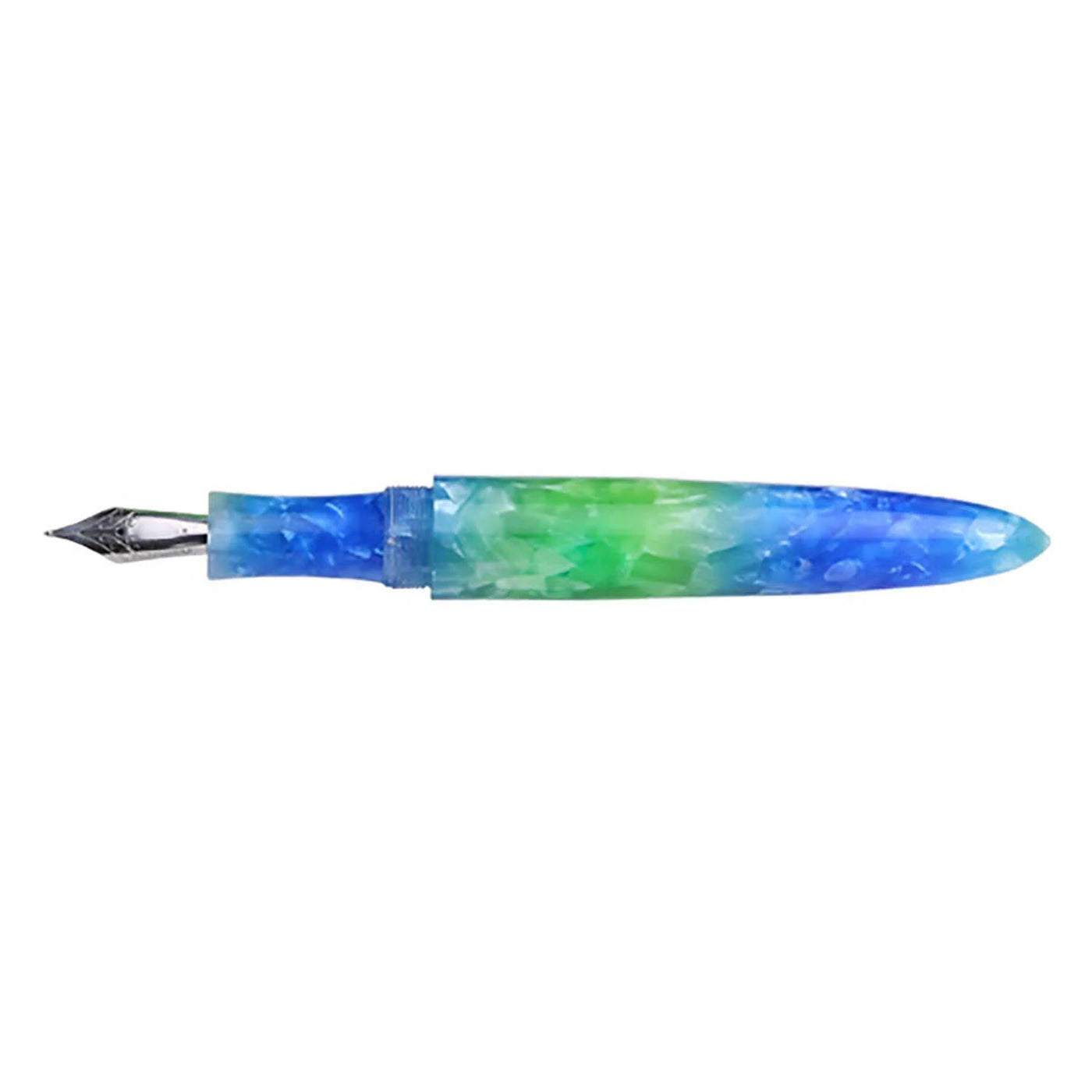 Ranga Giant 9B Premium Acrylic Fountain Pen Blue Green Cracked Ice Steel Nib 3