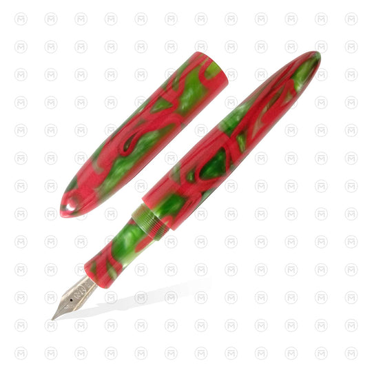 Ranga Giant 9B Premium Acrylic Fountain Pen, Green Pink - Steel Nib