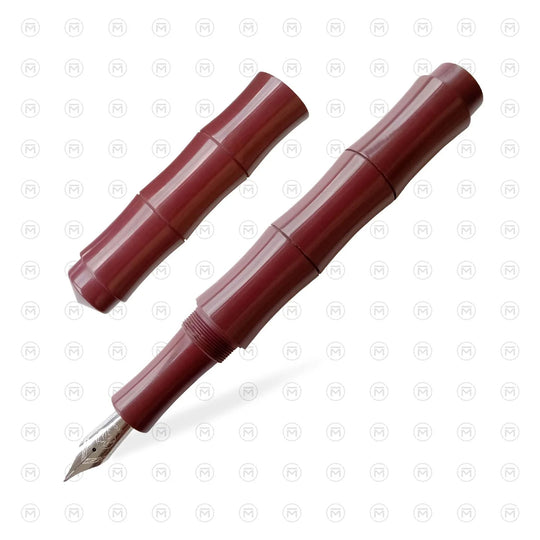 Ranga Giant Bamboo Regular Ebonite Fountain Pen, Solid Red - Steel Nib