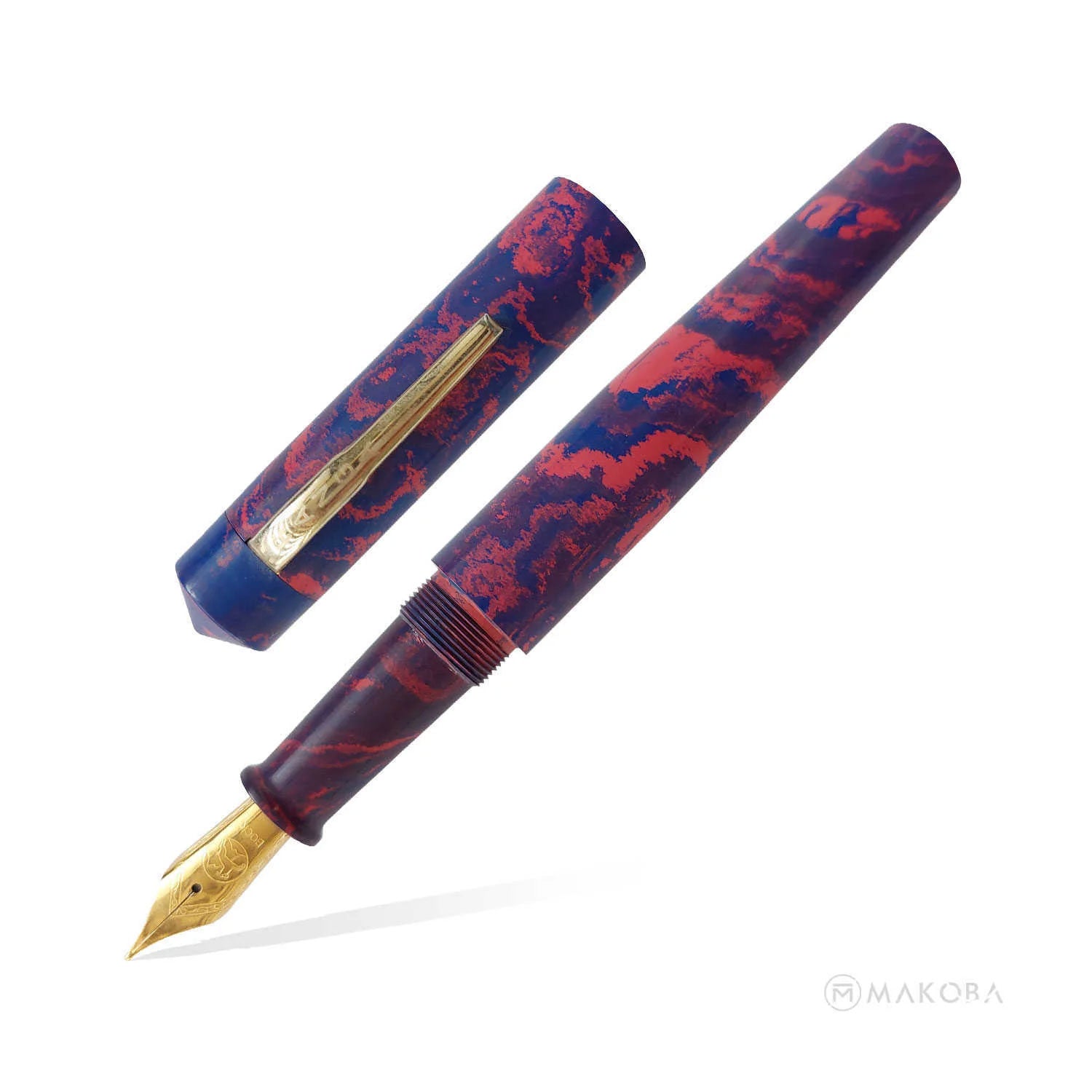 Ranga Model 4 Premium Ebonite Fountain Pen, Blue Pink - Steel Nib – Makoba