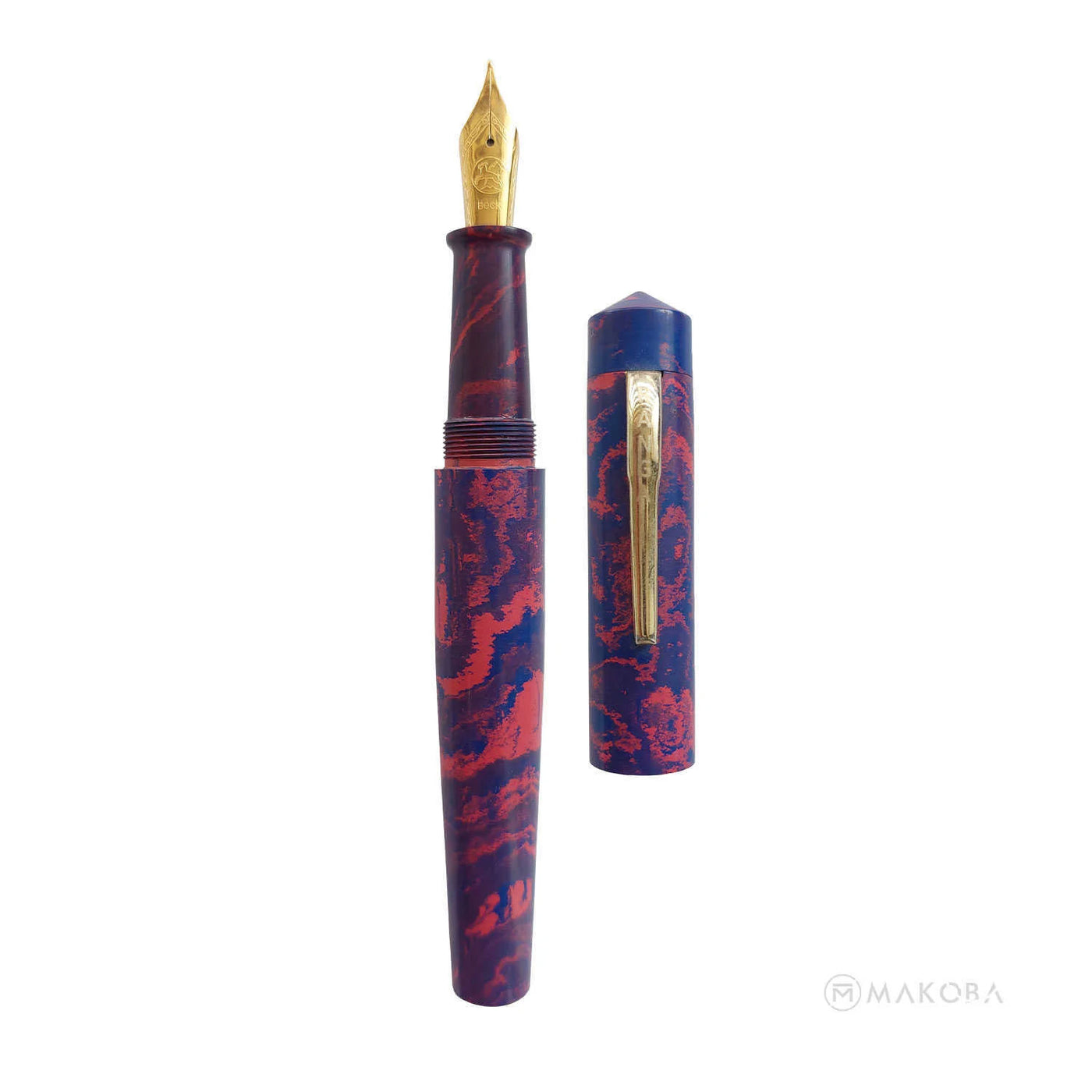 Ranga Model 4 Premium Ebonite Fountain Pen, Blue Pink - Steel Nib – Makoba