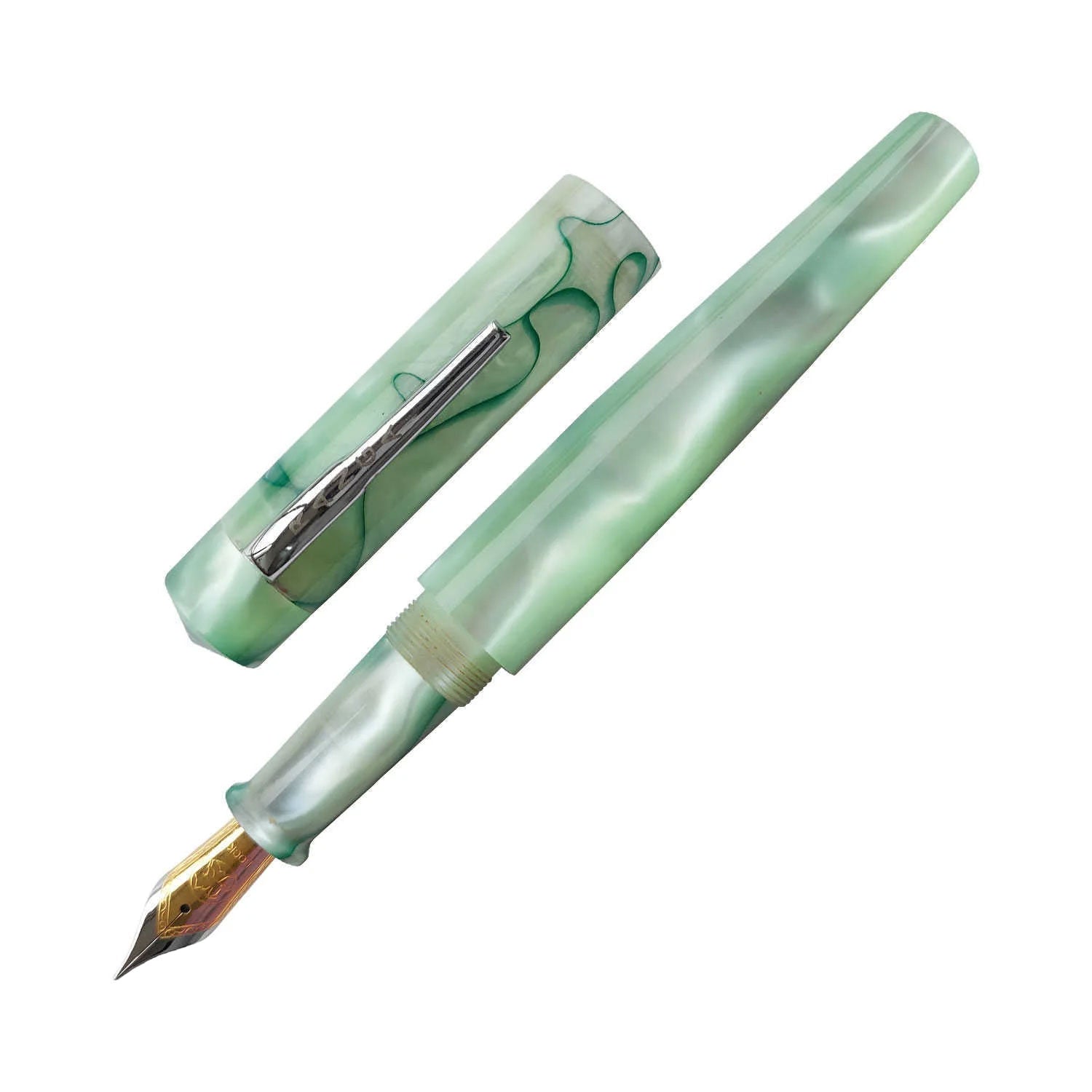 Ranga Model 4 Regular Acrylic Fountain Pen, Pale Green With Green Line ...