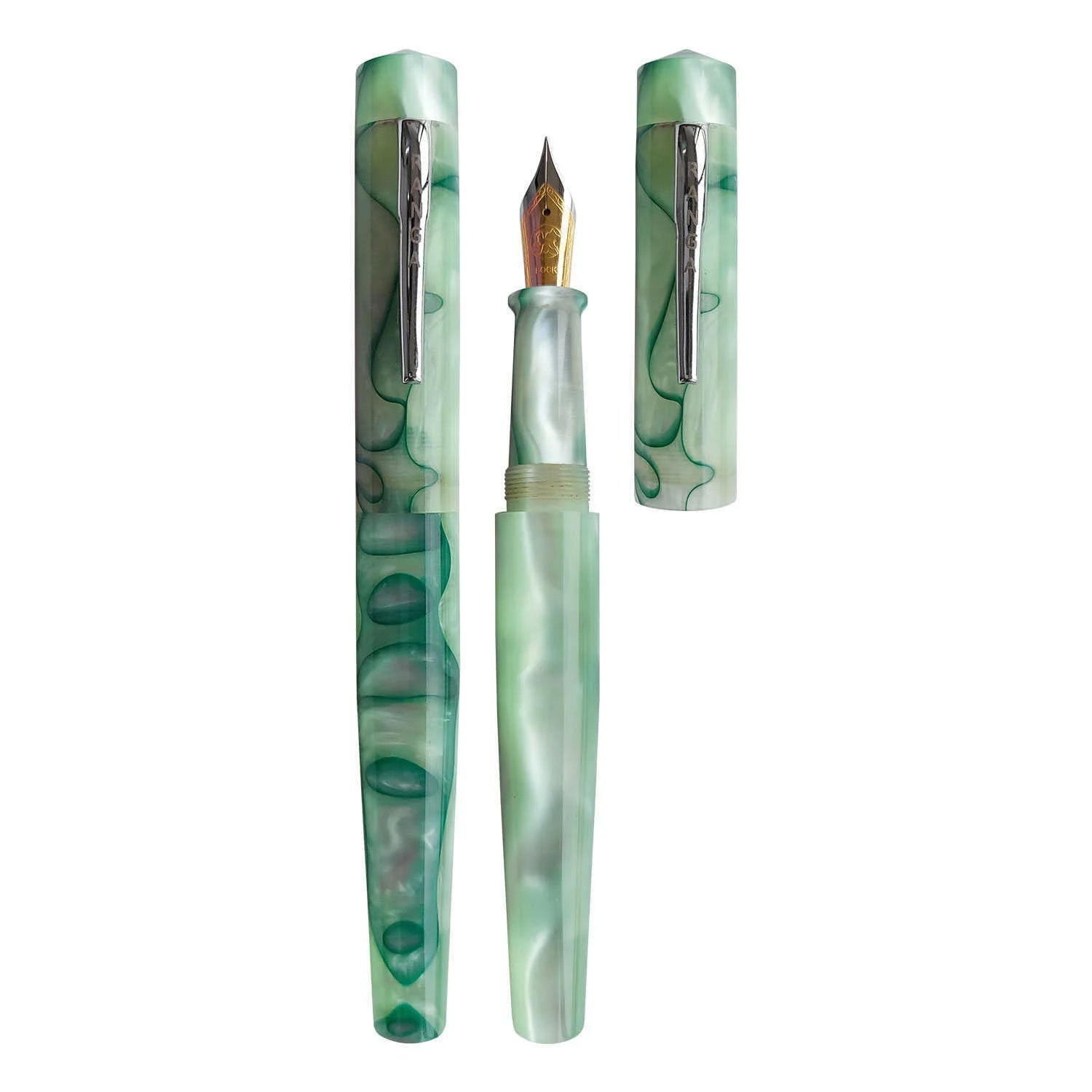 Ranga Model 4 Regular Acrylic Fountain Pen, Pale Green With Green Line ...