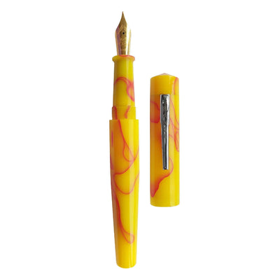 Ranga Model 4 Regular Acrylic Fountain Pen Yellow With Red Line 2