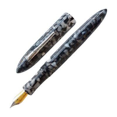 Ranga Model 8b Premium Acrylic Fountain Pen Black Cracked Ice Steel Nib 1