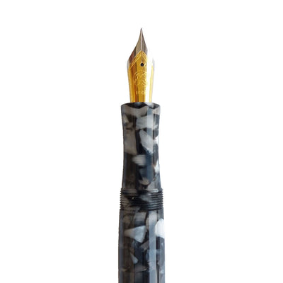 Ranga Model 8b Premium Acrylic Fountain Pen Black Cracked Ice Steel Nib 3