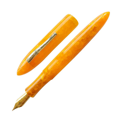 Ranga Model 8b Premium Acrylic Fountain Pen Orange Cracked Ice Steel Nib 1