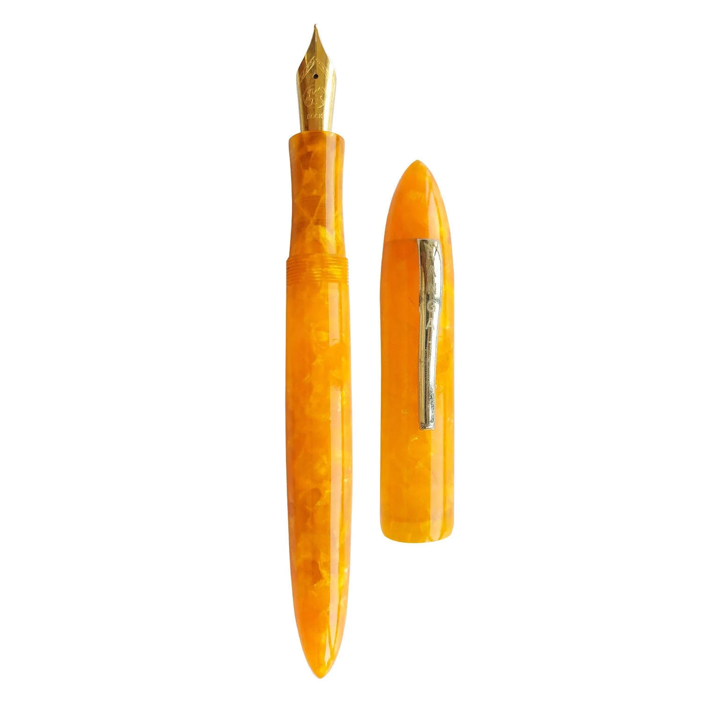 Ranga Model 8b Premium Acrylic Fountain Pen Orange Cracked Ice Steel Nib 2