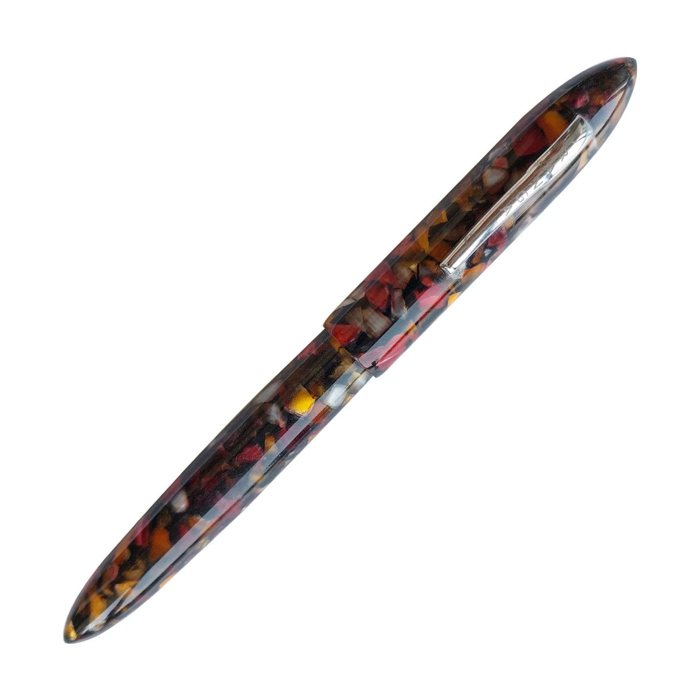 Ranga Model 8b Premium Acrylic Fountain Pen Red Gold Cracked Ice Steel Nib 4