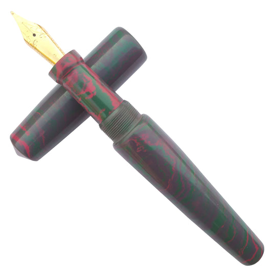 Ranga Abhimanyu Premium Ebonite Fountain Pen - Green/Pale Pink