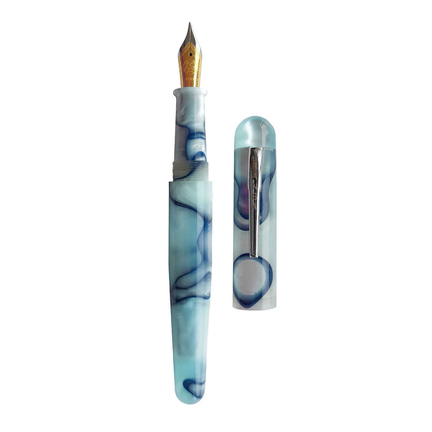 Ranga Pens Model 4C Regular Acrylic Fountain Pen Arctic Blue Swirl 2