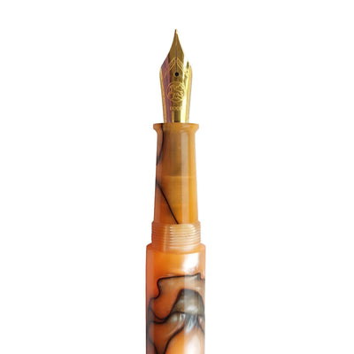 Ranga Pens Model 4C Regular Acrylic Fountain Pen Orange Black Swirl Steel Nib 5