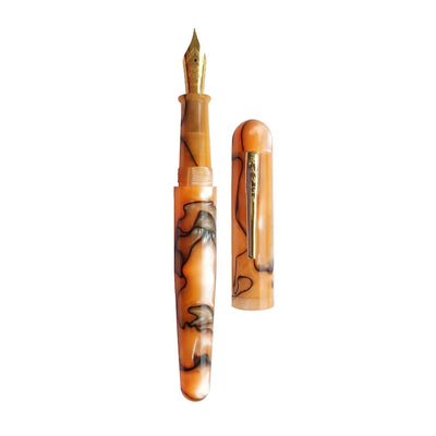 Ranga Pens Model 4C Regular Acrylic Fountain Pen Orange Black Swirl Steel Nib 2