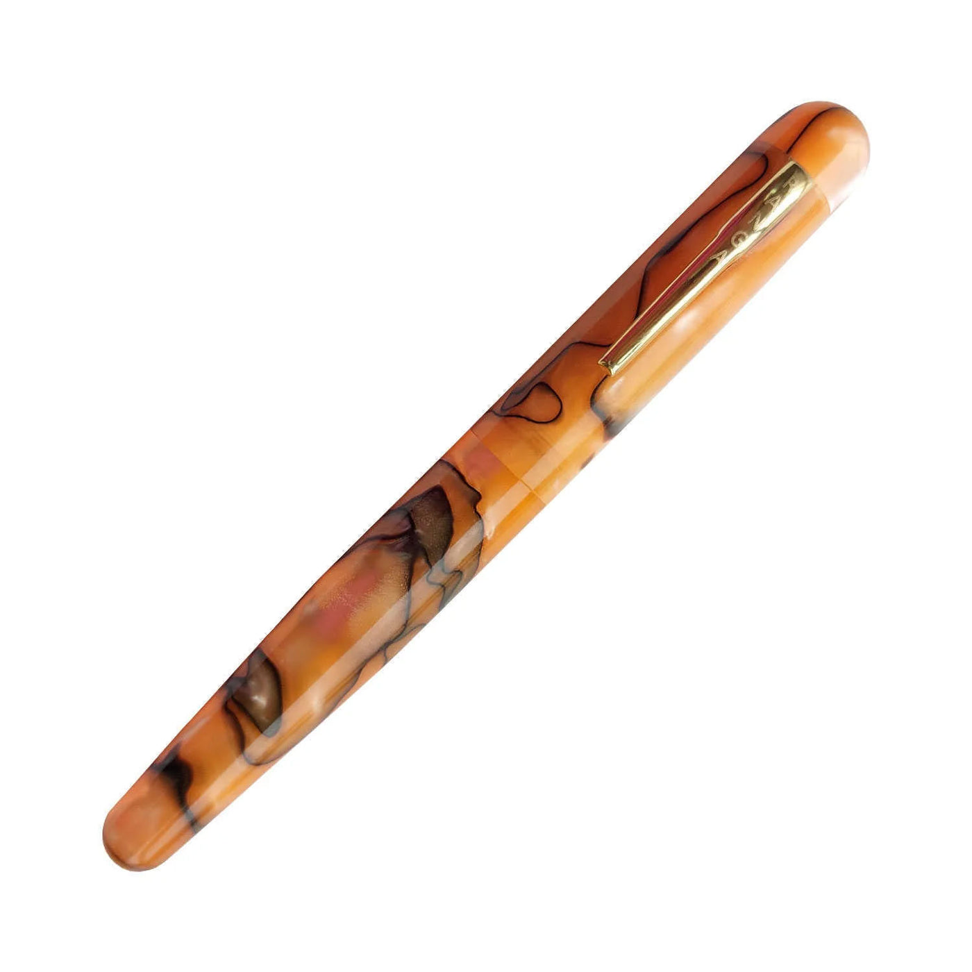 Ranga Pens Model 4C Regular Acrylic Fountain Pen Orange Black Swirl Steel Nib 3