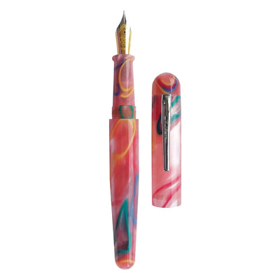 Ranga Pens Model 4C Regular Acrylic Fountain Pen Pink With Colored Rings 2