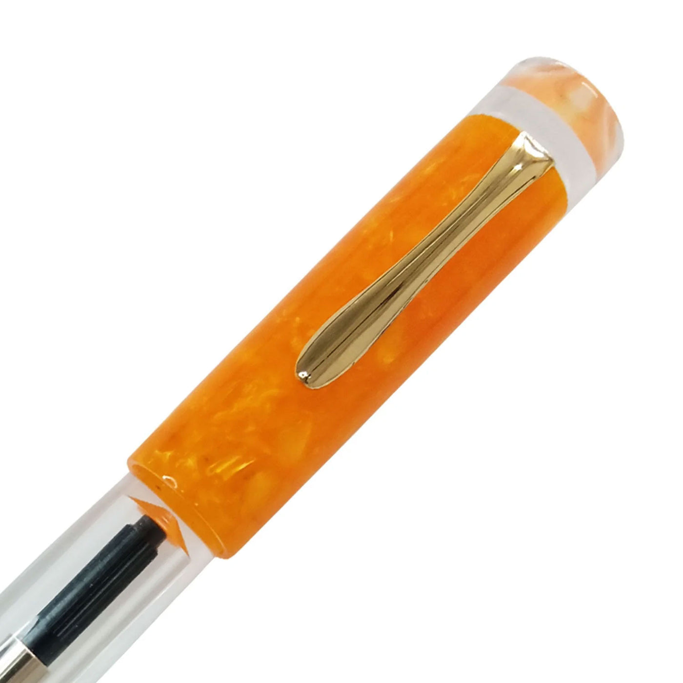 Ranga Splendour Peak Premium Acrylic Fountain Pen Clear Orange Steel Nib 3