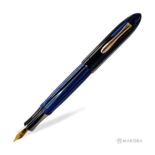 Ranga Splendour Torpedo Premium Acrylic Fountain Pen, Blue Stripes - Steel Nib