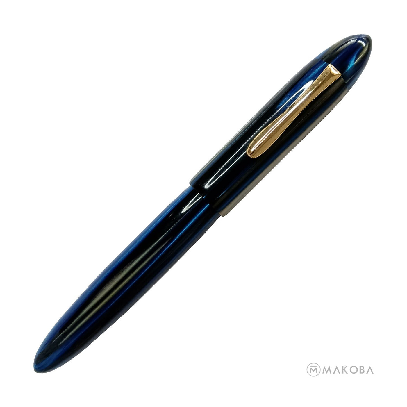 Ranga Splendour Torpedo Premium Acrylic Fountain Pen Blue Stripes Steel Nib 3