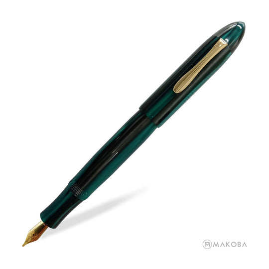 Ranga Splendour Torpedo Premium Acrylic Fountain Pen, Green Stripes - Steel Nib
