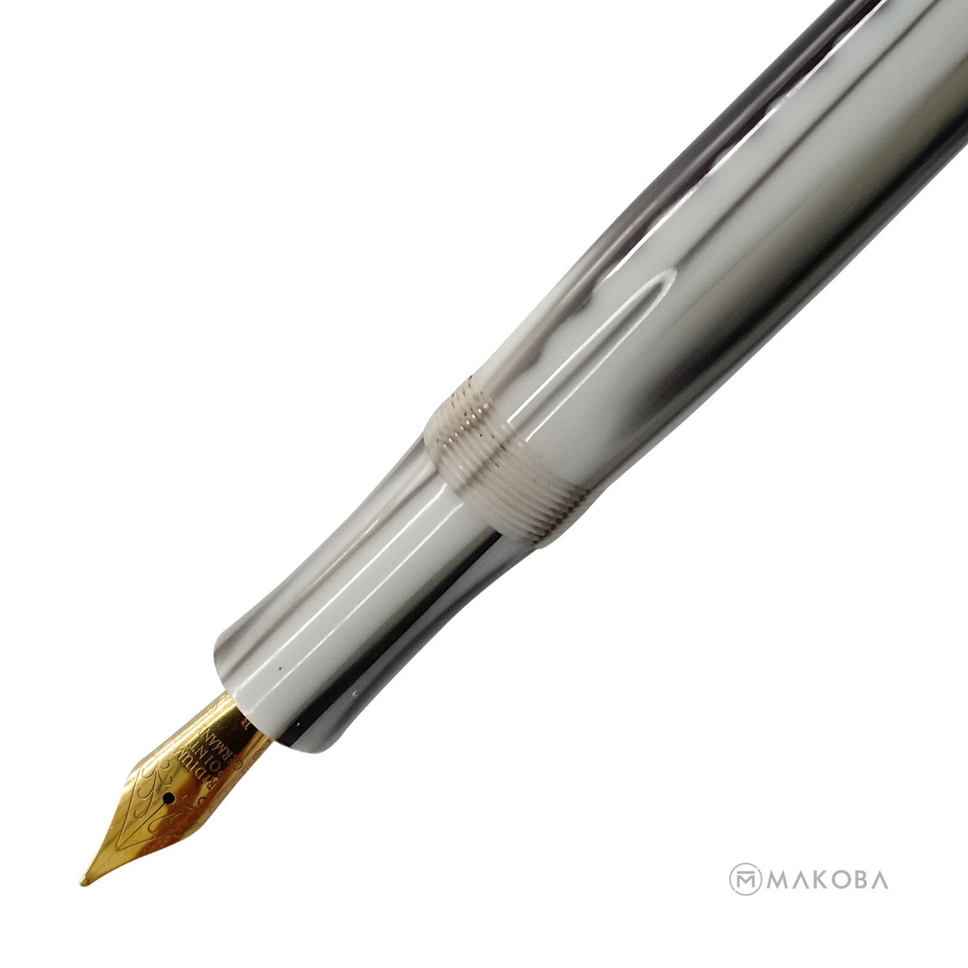 Ranga Splendour Torpedo Premium Acrylic Fountain Pen White Black Stripes Steel Nib 2