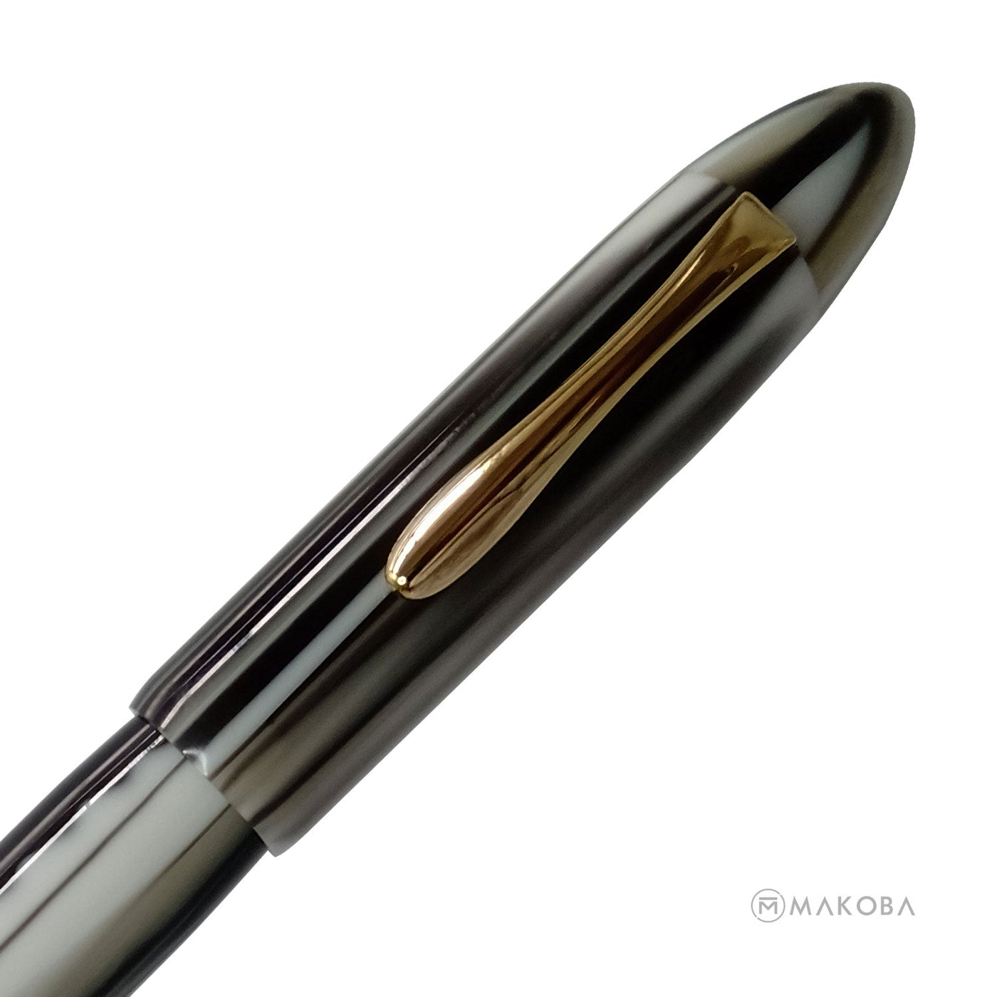 Ranga Splendour Torpedo Premium Acrylic Fountain Pen White Black Stripes Steel Nib 4