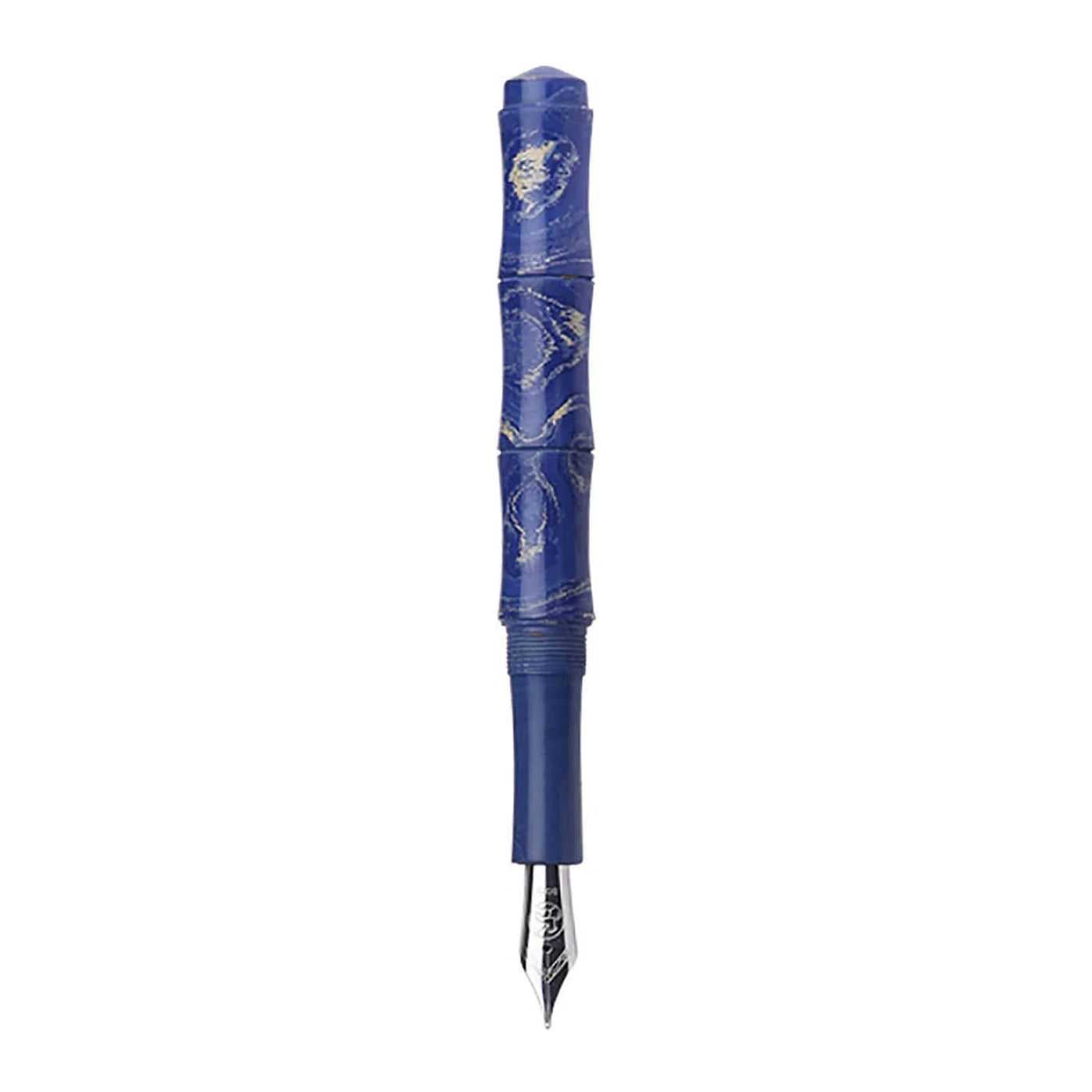 Ranga Thin Bamboo Premium Ebonite Fountain Pen Blue White Steel Nib 2