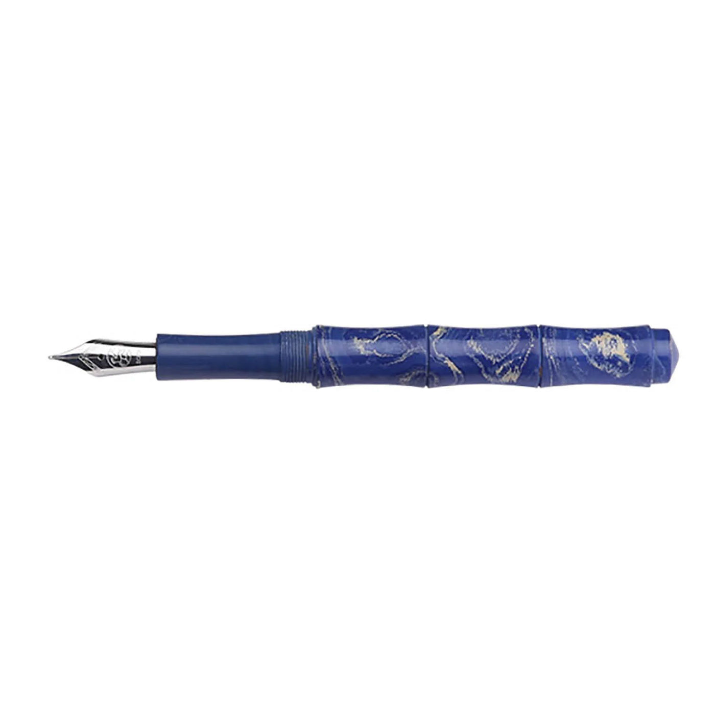 Ranga Thin Bamboo Premium Ebonite Fountain Pen Blue White Steel Nib 3