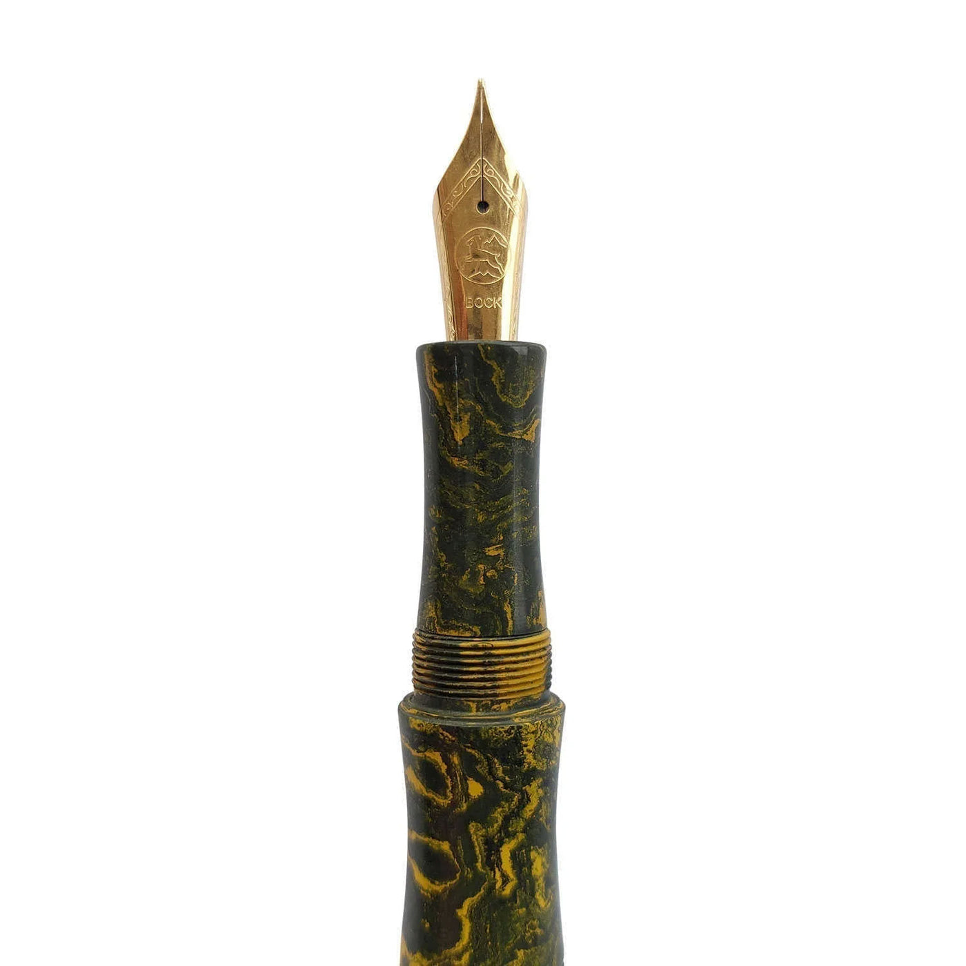 Ranga Thin Bamboo Premium Ebonite Fountain Pen Green Yellow Steel Nib 2